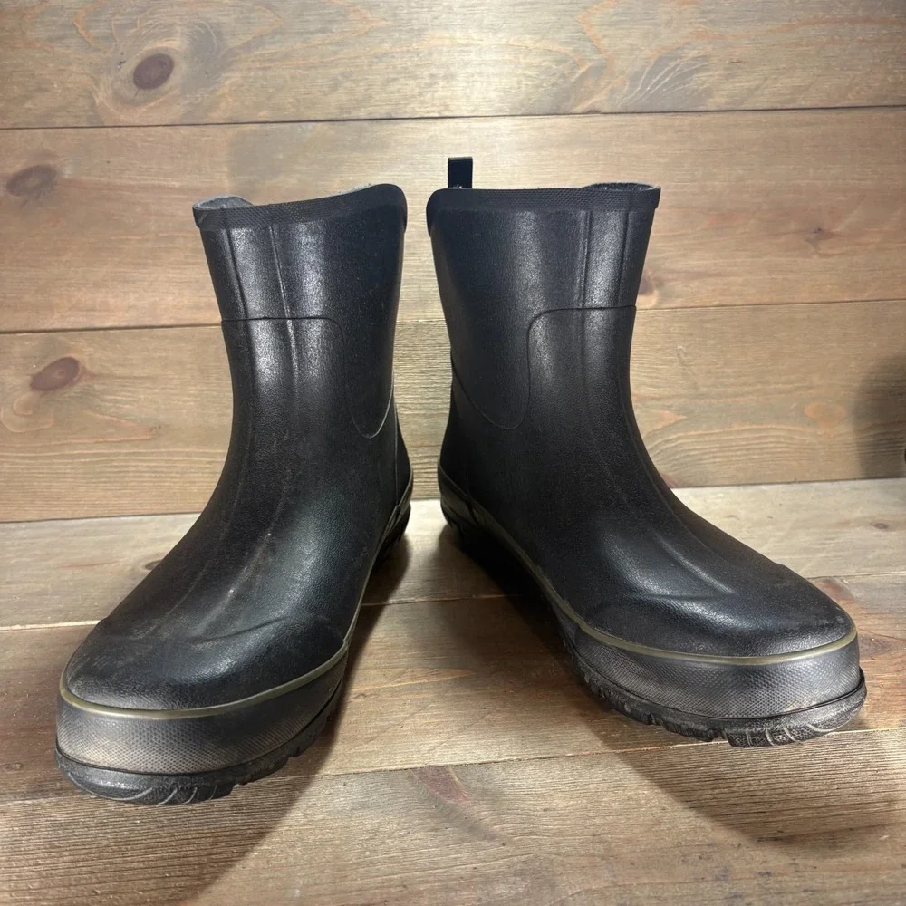 Bogs Digger Mid Mens size 12 shoes Black Rubber Waterproof Slip On rain boots